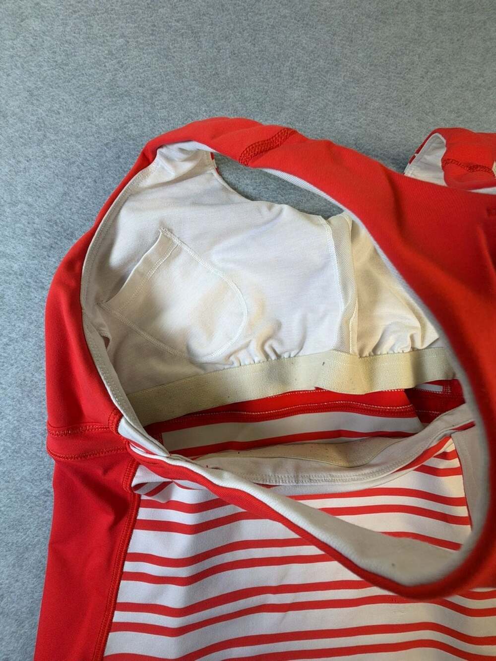 Lululemon Run Fast Track Tank Top Red White Stripe Built-In Bra - Picture 6 of 7